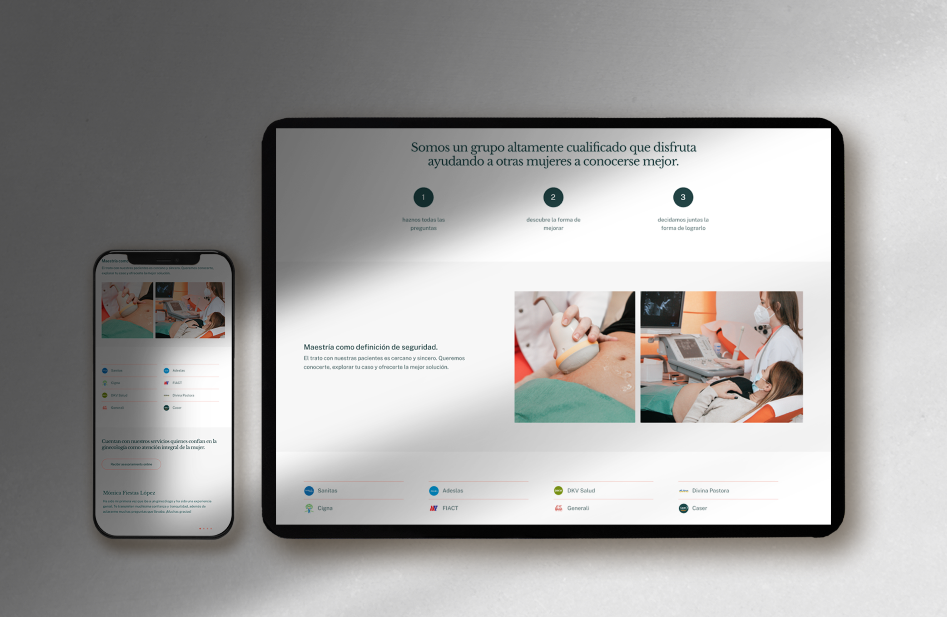 Screenshot of the homepage of Ginevida where a mobile view and a desktop view are shown one next to another.